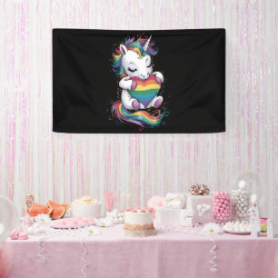 Schwulen-Stolz-Einhorn-Herz-Regenbogenflagge-LGBT Banner