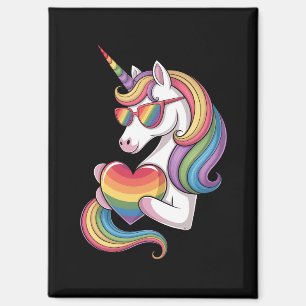 Schwulen-Stolz-Einhorn-Herz-Regenbogenflagge LGBT  Magnet