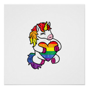 Schwulen Stolz Einhorn Herz Regenbogenflagge Lgbt Poster