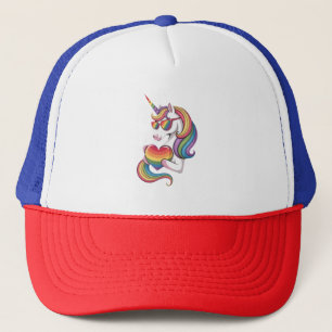 Schwulen-Stolz-Einhorn-Herz-Regenbogenflagge LGBT  Truckerkappe