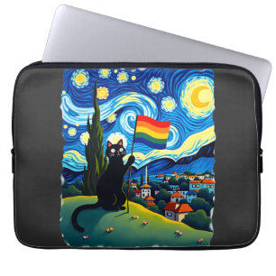 Schwulen Stolz Katzenkunst Katzen-Starry-Night-Sti Laptopschutzhülle