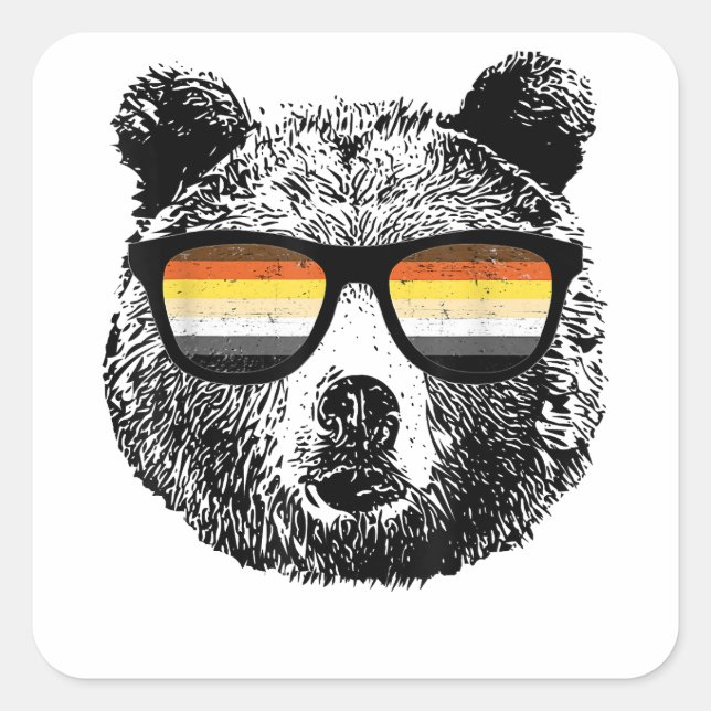 Schwulenbär mit Sonnenbrille Quadratischer Aufkleber (Vorderseite)