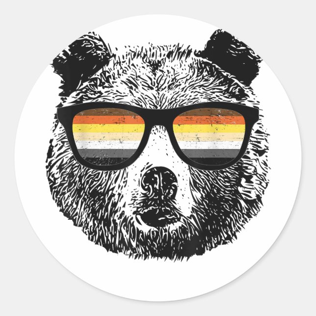 Schwulenbär mit Sonnenbrille Runder Aufkleber (Vorderseite)