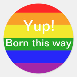 Schwulenstolz Born this way Regenbogenflagge Runder Aufkleber