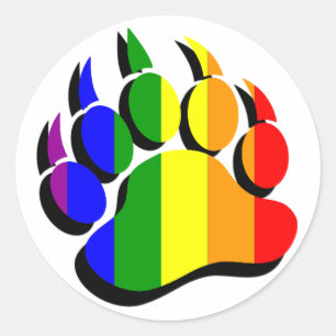 Schwuler Bärenklaue Regenbogen mit schwarzem Schat Runder Aufkleber