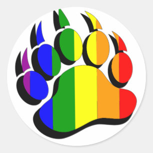 Schwuler Bärenklaue Regenbogen mit schwarzem Schat Runder Aufkleber