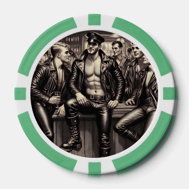 Schwuler Leder-Daddy 1940er Biker Poker Chips – Do (Vorderseite)