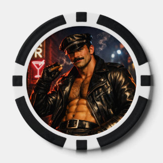 Schwuler Leder-Daddy 1970er Biker-Pokerchips – Dop Pokerchips