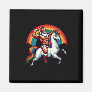Schwuler Weihnachtsmann reitet auf einem Einhorn u Magnet