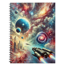 Sci-Fi-Abenteuer Galaktisches Raumdesign Notizblock