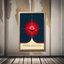 Sci-Fi-Anzeige, rote Atomuhr, tiefer Raum