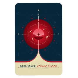 Sci-Fi-Anzeige, rote Atomuhr, tiefer Raum Magnet