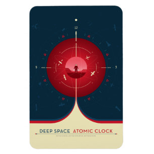 Sci-Fi-Anzeige, rote Atomuhr, tiefer Raum Magnet