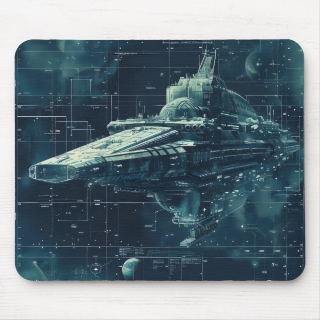 Sci-Fi-Battleship-Diagramm Mousepad (Vorne)