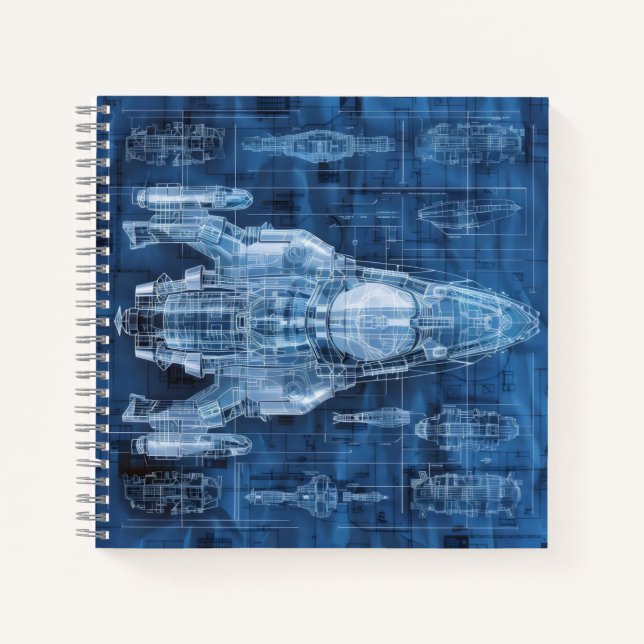 SCI-Fi Blueprint Space Ship Notizbuch (Vorderseite)