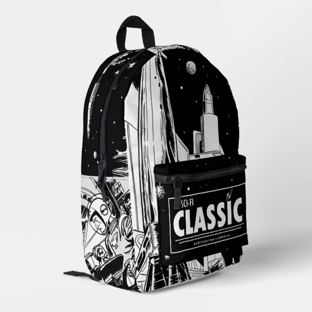 SCI-FI Classic Retro Backpack  Bedruckter Rucksack (Rückseitige Ecke links)