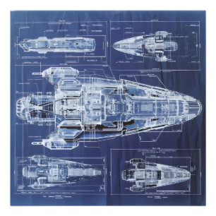 Sci-Fi-Diagramm für das Schiff Fotodruck