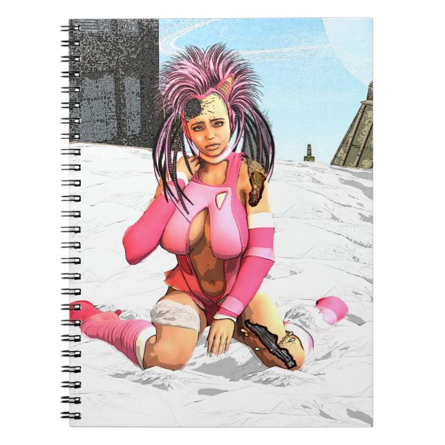 Sci Fi Female Cyborg Notizblock (Vorderseite)
