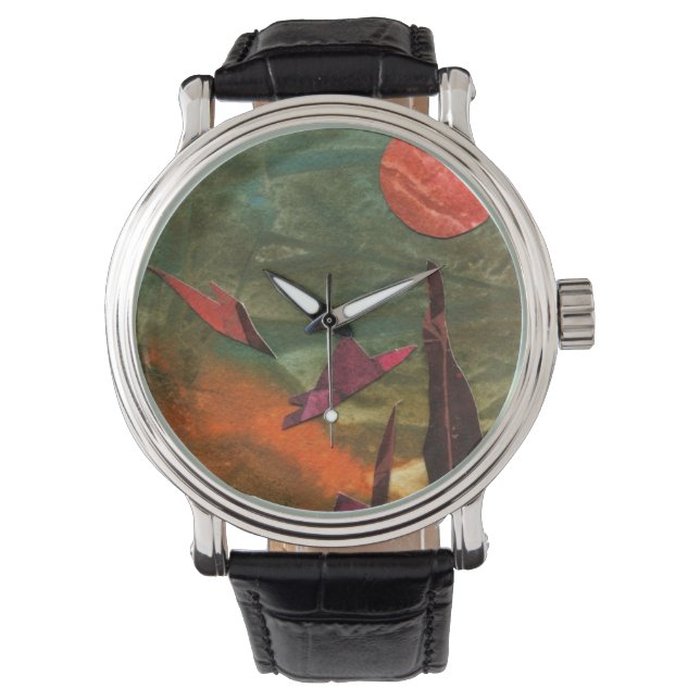 Sci-Fi "Fire Birds" Alien Lebensformen im Flug Armbanduhr (Vorderseite)
