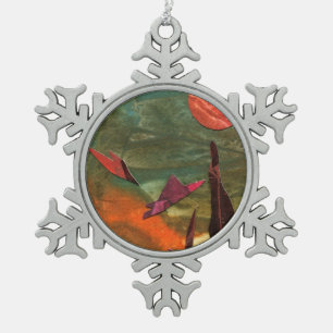 Sci-Fi "Fire Birds" Alien Lebensformen im Flug Schneeflocken Zinn-Ornament