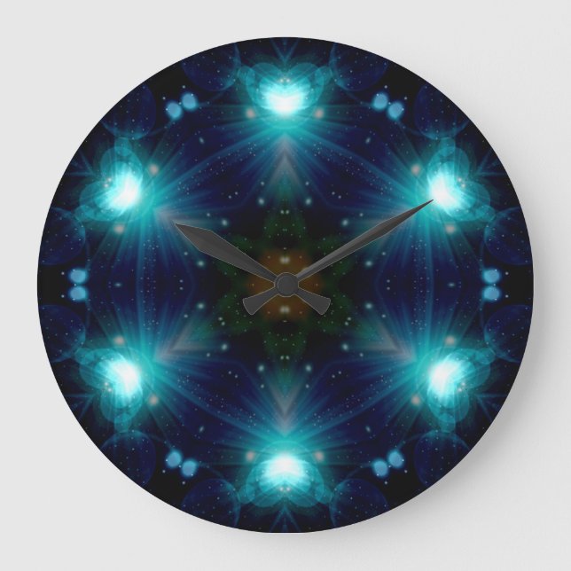 Sci-Fi Galaxy Blue Light abstrakte Kunst 3 Große Wanduhr (Vorderseite)