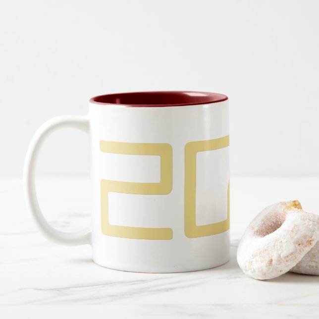 Sci-Fi Geek Nerd 2024 Neujahrskaffee Tea Milk Tass Zweifarbige Tasse (Mit Donut)