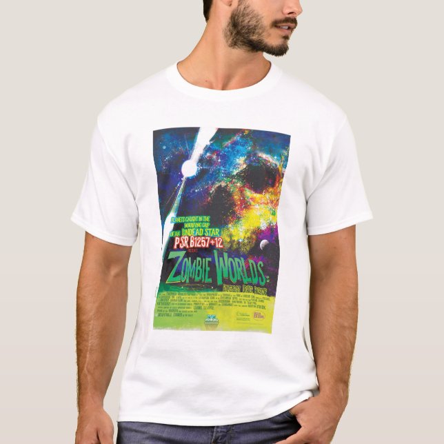 Sci-Fi Horror Movie Ad, Zombie Worlds T-Shirt (Vorderseite)