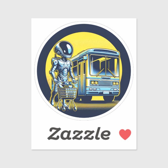 Sci-Fi in Daily Life Sticker - Funny Alien & Robot (Blatt)