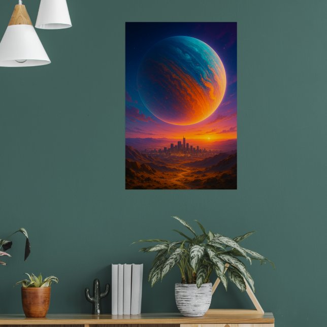 Sci-Fi Kosmische Stadtposter-Wandkunst – Futuristi Poster (Wohnzimmer 1)