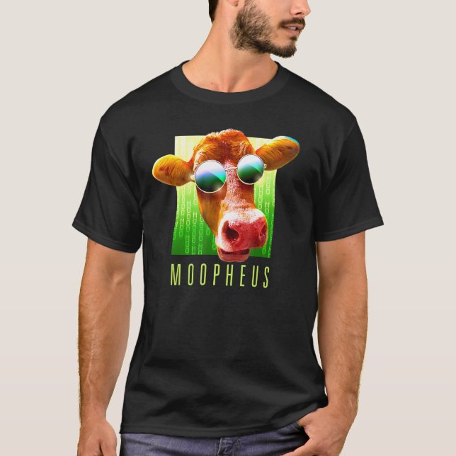 Sci-Fi-Moopheus-Matrix-Kuh T-Shirt (Vorderseite)