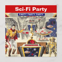 Sci-fi Party Invitations Robot Space Travel