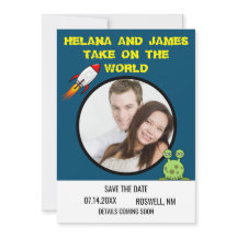 Sci Fi-Raketenschiff Save the Date