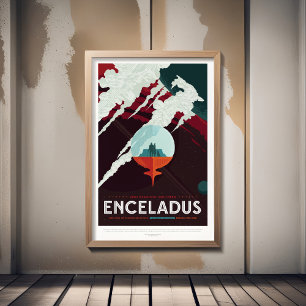 Sci-Fi-Reise-Werbung, Planet Enceladus Poster