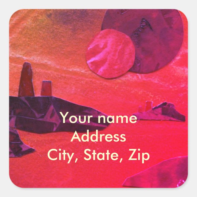 Sci-Fi "Seas of Fire" molten Lava Alien world Squ Quadratischer Aufkleber (Vorderseite)