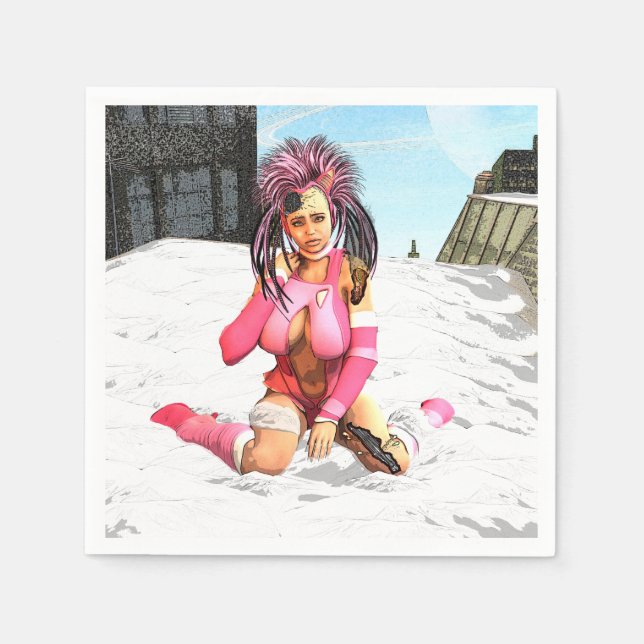Sci Fi Snow Punk Serviette (Vorderseite)