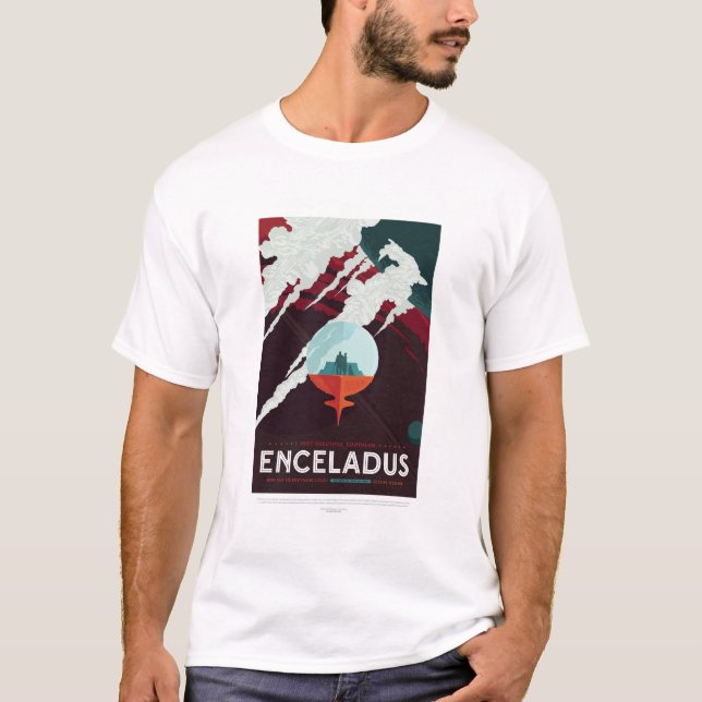 Sci-Fi Travel Ad, Moon Enceladus T-Shirt (Vorderseite)