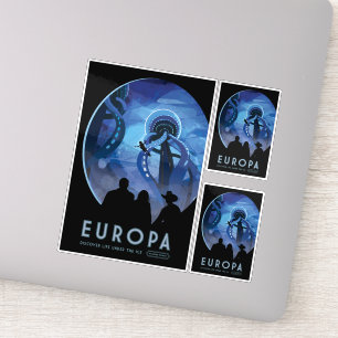 Sci-Fi Travel Ad, Moon Europa Aufkleber