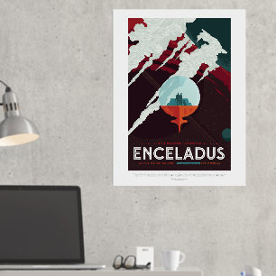 Sci-Fi Travel Ad, Planet Enceladus Foliendrucke