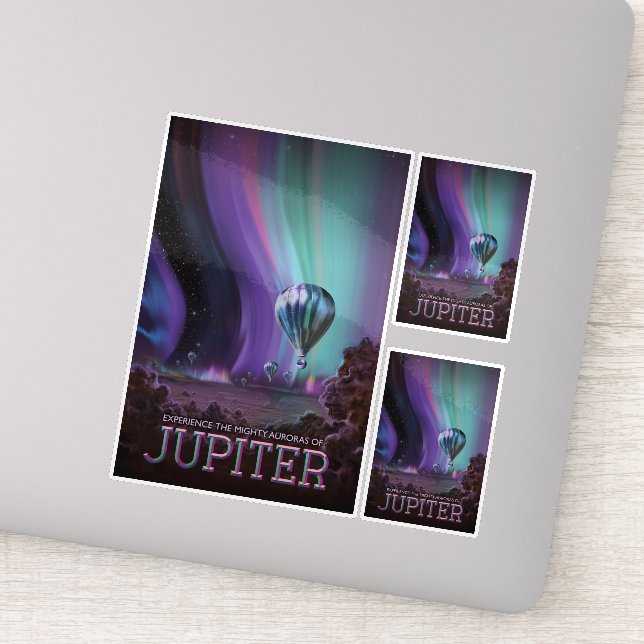 Sci-Fi Travel Ad, Planet Jupiter Aufkleber (Detail)