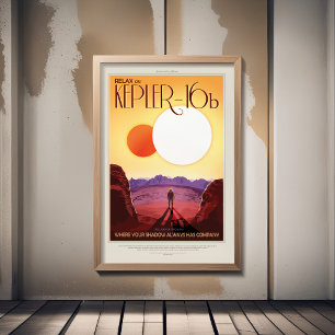 Sci-Fi Travel Ad, Planet Kepler 16b Fotodruck