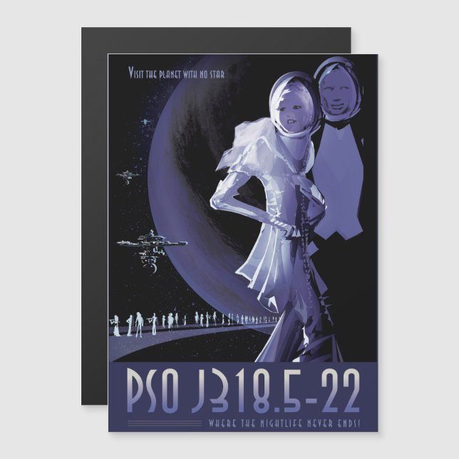 Sci-Fi Travel Ad, Planet PSO J318.5-22 Magneteinladung (Vorne/Hinten)