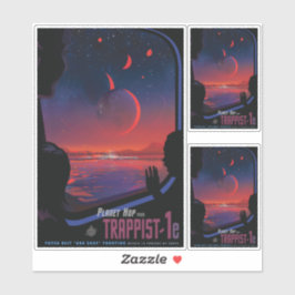 Sci-Fi Travel Ad, Planet Trapist-1e Aufkleber