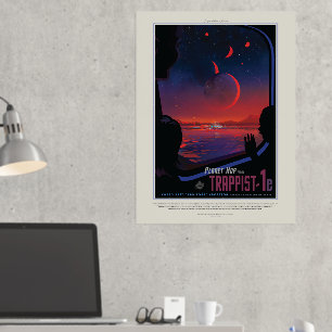 Sci-Fi Travel Ad, Planet Trapist-1e Foliendrucke