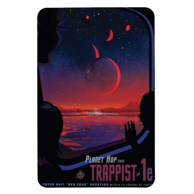 Sci-Fi Travel Ad, Planet Trapist-1e Magnet (Vertikal)