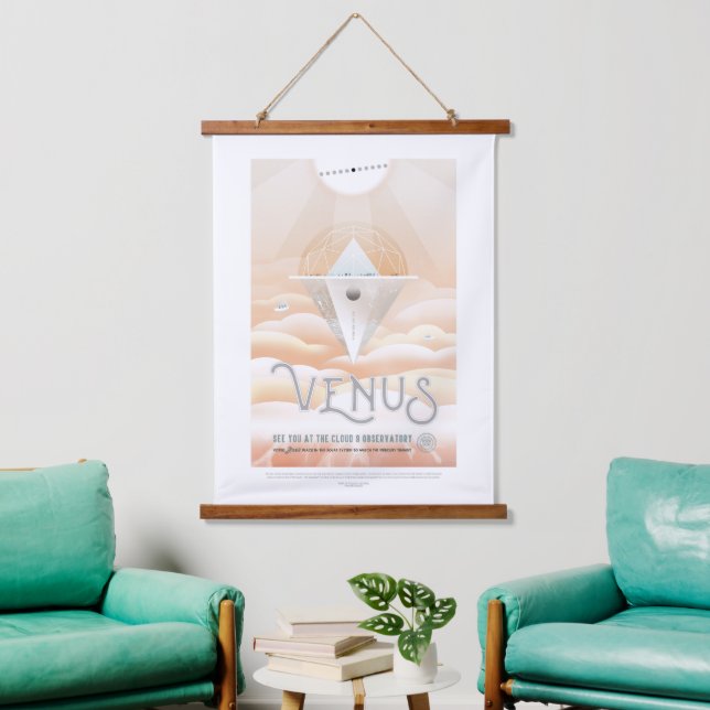 Sci-Fi Travel Ad, Planet Venus Wandteppich Mit Holzrahmen (Wohnzimmer)