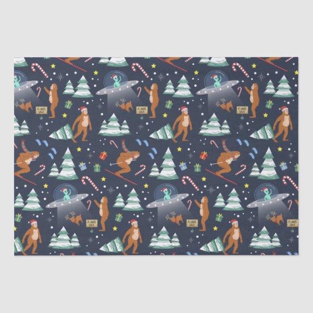 Sci-Fi Weihnachten | Big Foot, Außerirdischen & Re Seidenpapier (Vorderseite)
