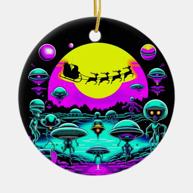 Sci-fi Weihnachtsgeburten-Außerirdischen Keramik Ornament (Vorne)