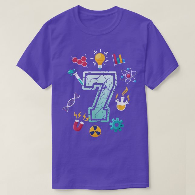 Science 7 Year Old Birthday School Party Scientifi T-Shirt (Design vorne)