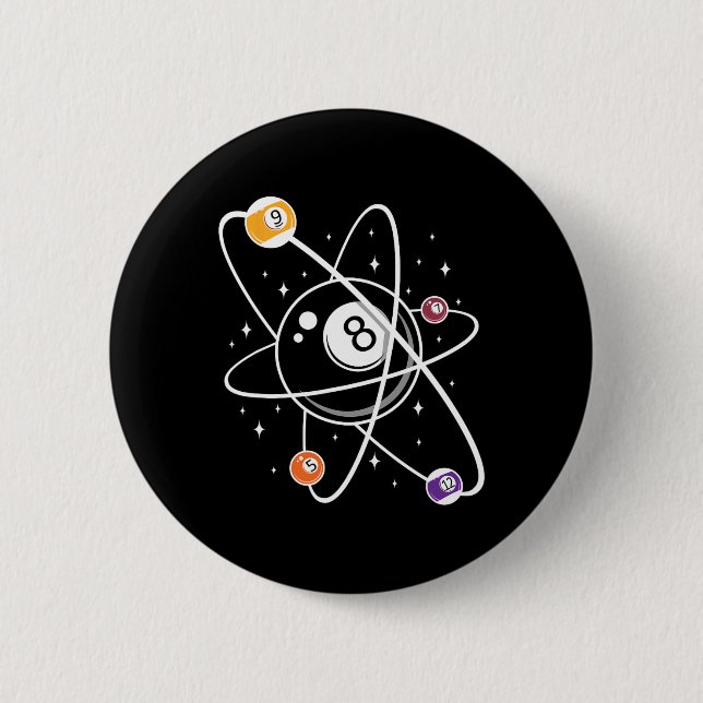 Science Atom Pool Lover 8 Billiard Button (Vorderseite)