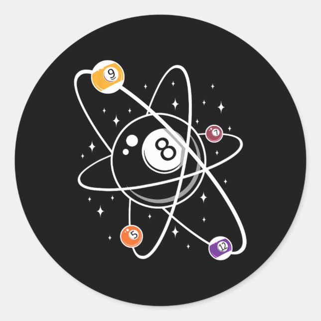 Science Atom Pool Lover 8 Billiard Runder Aufkleber (Vorderseite)